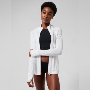 Athleta Pacifica ILLUME SPF full Zip Jacket White Performance Top Size Small